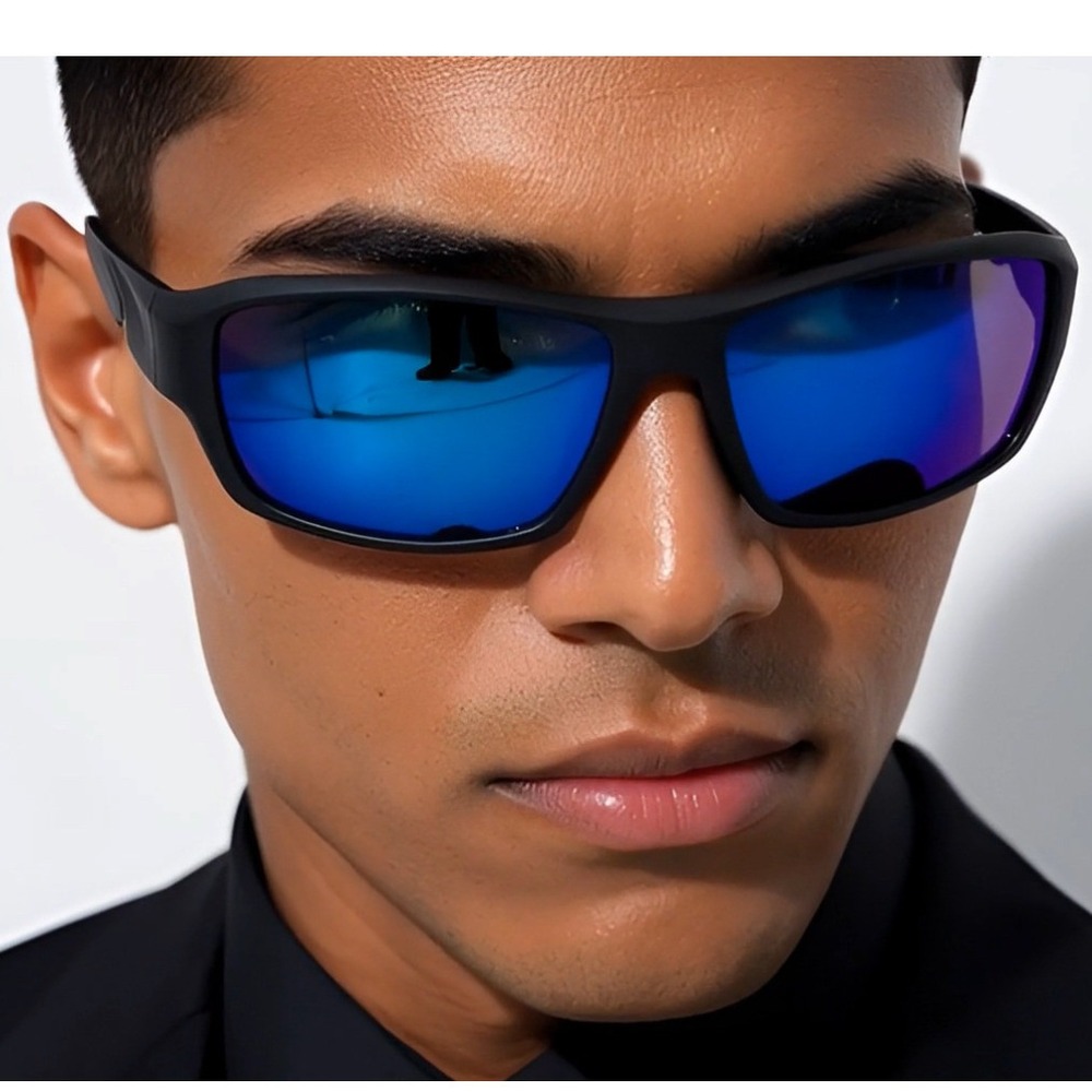 Sport Sunglasses Men Blue Mirrored Lens Driving Fishing Cycling Shades Lentes